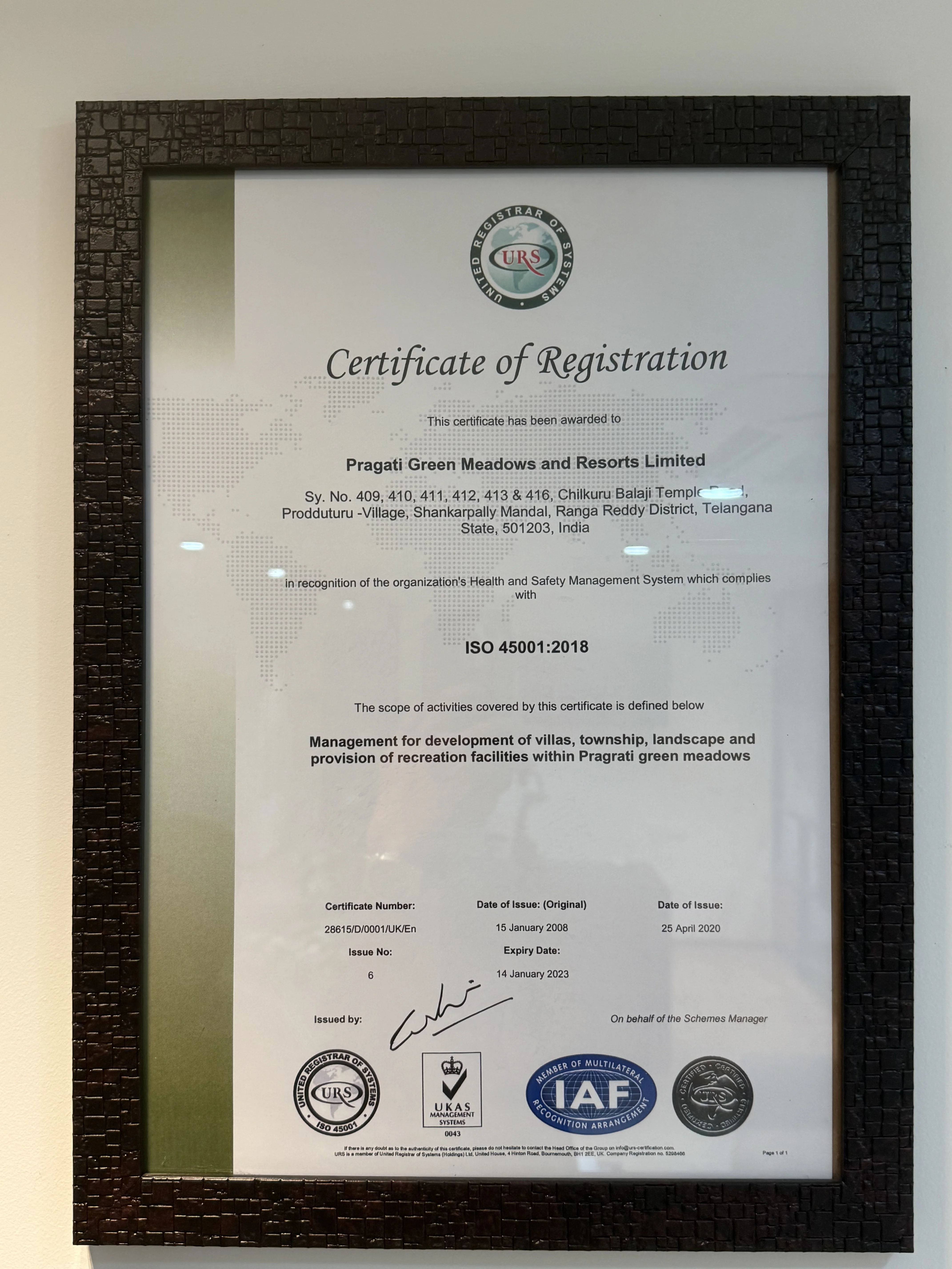 IGBC Platinum rated villa plots near Gachibowli at Pragati Green Living Shankarpally – Certificate 2